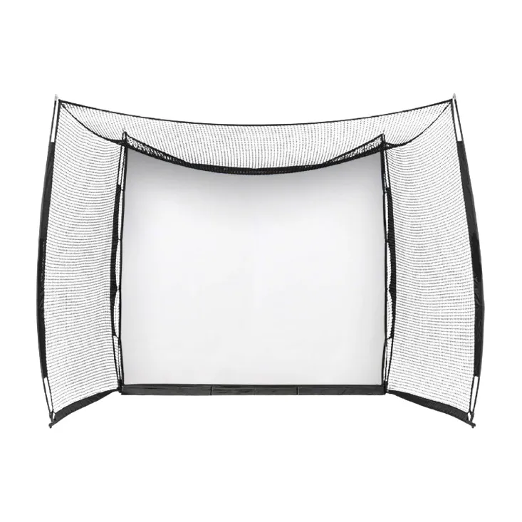 OneSwing Golf Net Cage, svart nätbur med sidonät, tak och vit impact screen